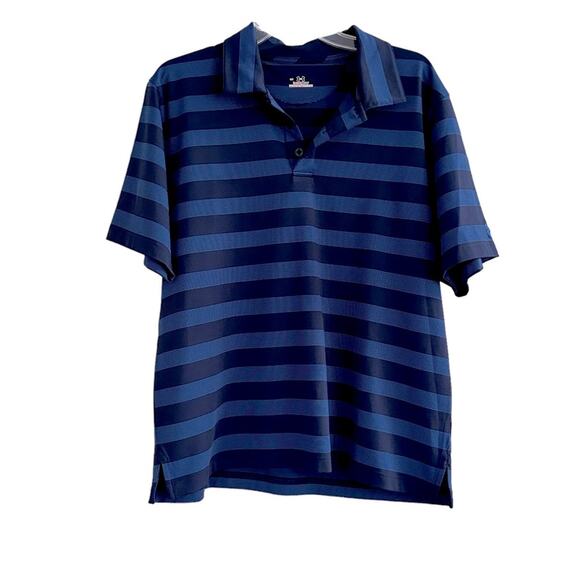 Under Armour UA Polo Mens Blue Striped Golf Short Sleeve Top Large Heatgear - Picture 11 of 11
